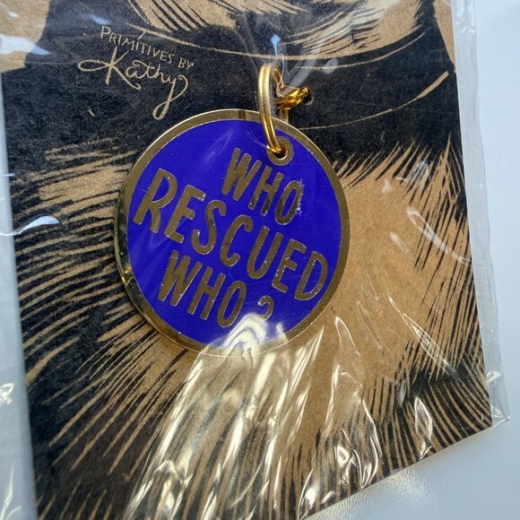 Primitives By Kathy Pet Charms Metal & Enamel Who Rescued Who? and Loved - Picture 3 of 4